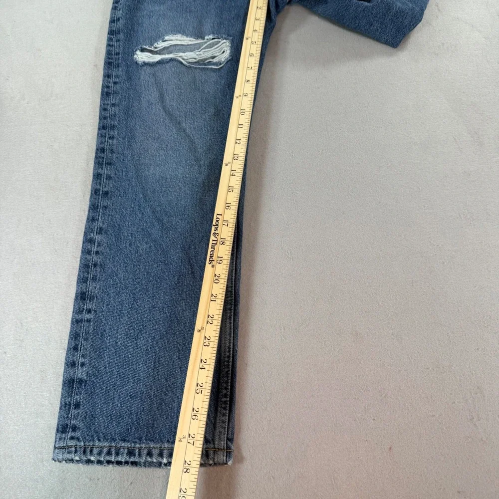 Topshop Dad Jeans 28 – High Rise Distressed Boyfriend Medium Wash Straight Denim